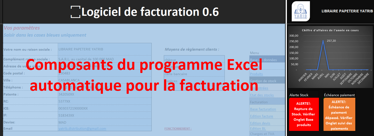 Programme Excel pour la facturation (automatique )