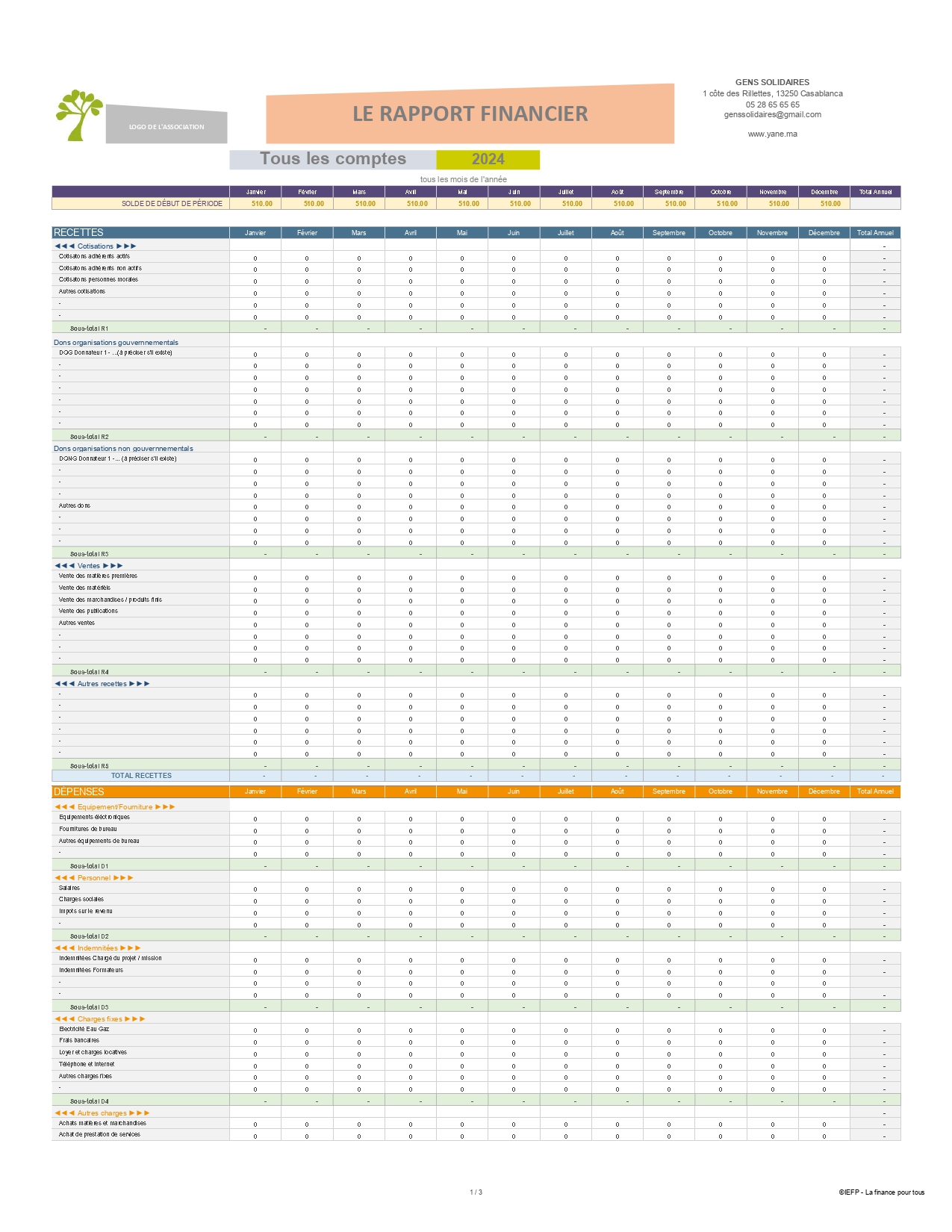 جدول تتبع مالية الجمعيات و استصدار التقارير المالية أوتوماتيكيا Excel