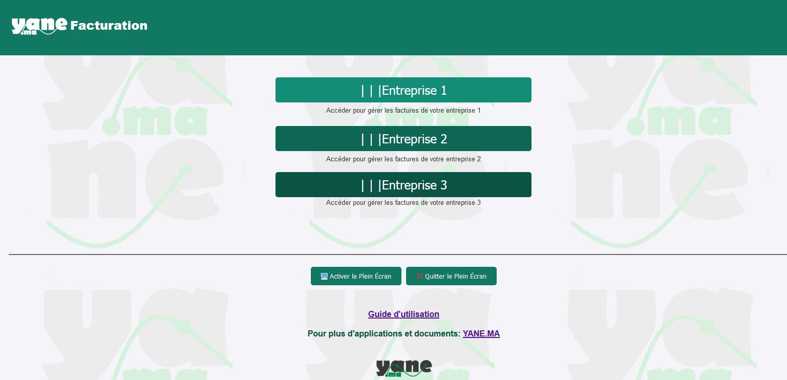 Guide d'utilisation de YANE Facturation